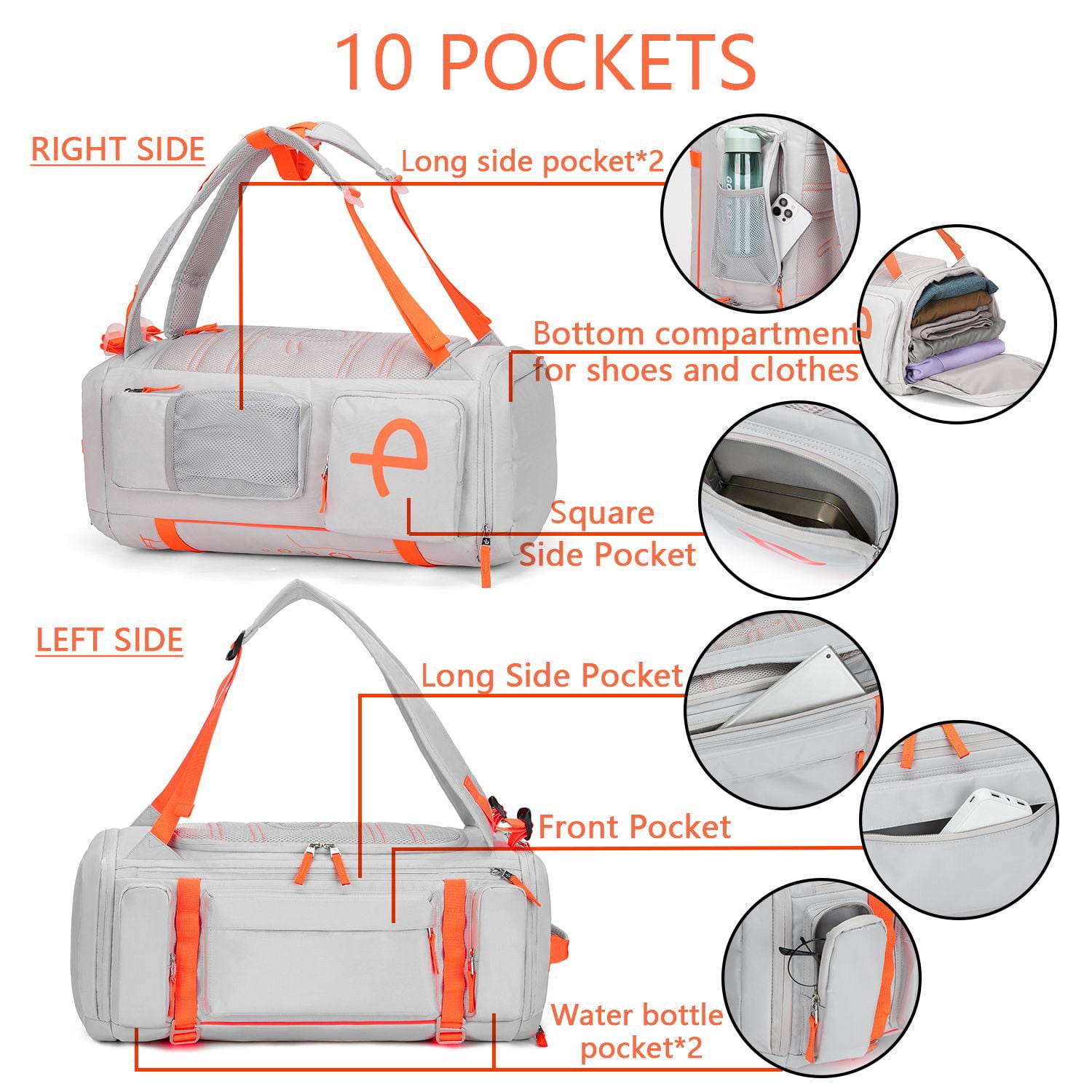 BE SMART 50L Extra Large Gym Backpack for Men, Big Gym Bag with Shoes Compartment, Waterproof Heavy Duty Duffel Bags, Men's Workout Backpacks for Outdoor Sport,Hiking,Camping (XL)