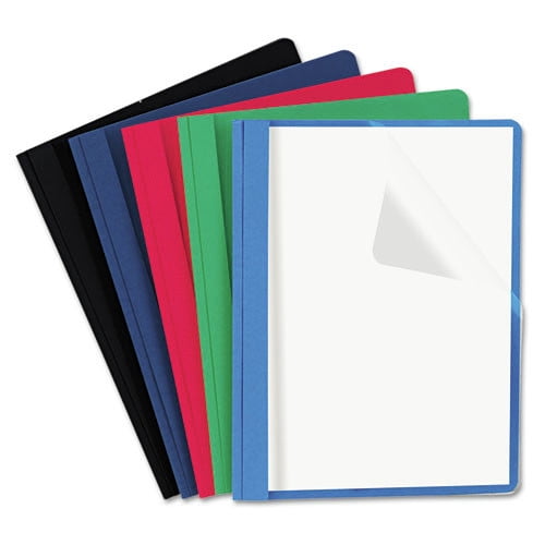 Universal UNV57119 Tang Fastener Letter Size Clear Front Report Cover - Assorted Colors (25/Box)