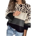 thumbnail image 1 of NLLSHGJ Chandails pour Femmes Automne 2024 Mode Long Chandail d'Automne et d'Hiver pour Femmes Contraste de Couleurs Chandail Ample à Col Rond, 1 of 5