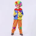 thumbnail image 4 of Faraee 4PCS Kids Clown Costume Set Boys and Girls Funny Circus Clown Halloween Outfits Colorful Long Sleeve Shirt Stripes Pants Clothes with Wig and Red Nose, 4 of 9
