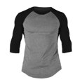thumbnail image 5 of Mens Boy Raglan 3/4 Sleeve Baseball Plain Tee Sports Blouse T-Shirt Tops M-2XL, 5 of 5