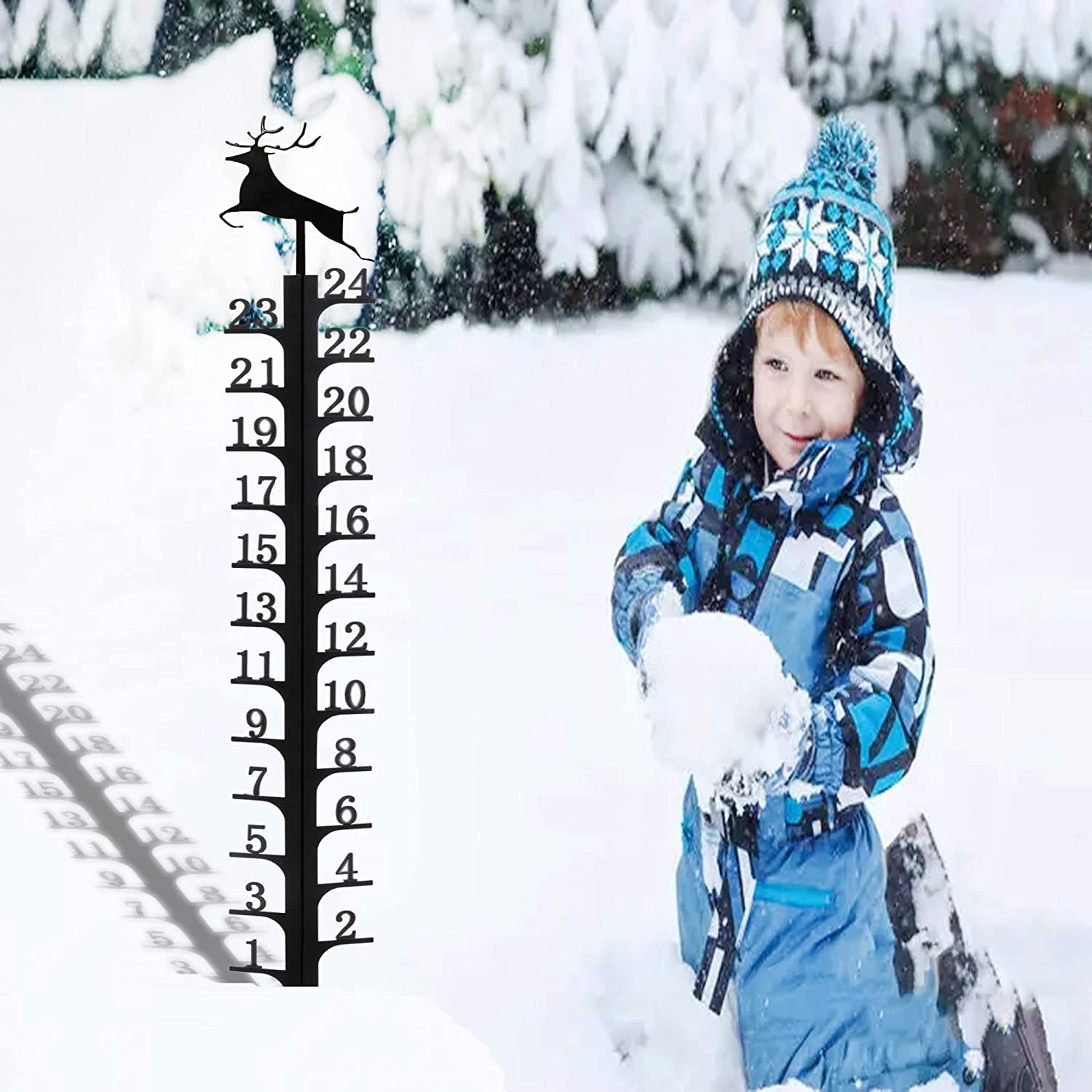 24 Inch Snow Gauge, Snow Measuring Stick Outdoor, Snowfall Measuring