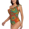 thumbnail image 3 of Yiaed Abstract Pattern Print Women One Piece Swimsuits Tummy Control One Shoulder Bathing Suits Pattern Ruffle Swimwear-XX-Large, 3 of 8