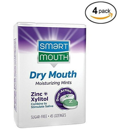 SmartMouth Dry Mouth Mints with Smart-Zinc, Moisturizes and Freshens Breath, Sugar Free, 4