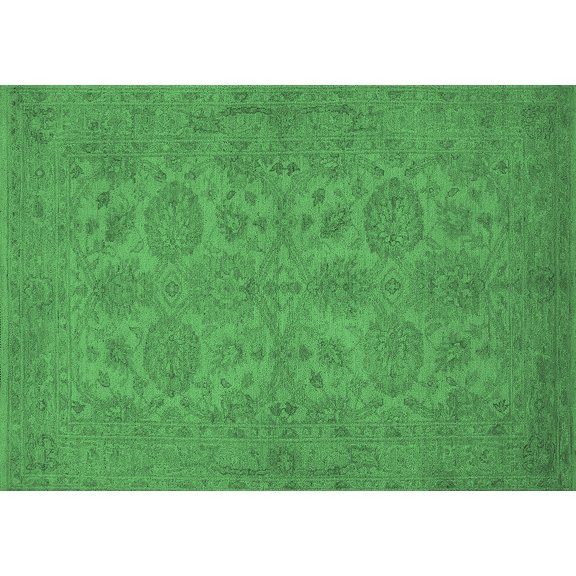 Ahgly Company Indoor Rectangle Oriental Emerald Green Traditional Area Rugs, 5' x 7'