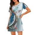 thumbnail image 1 of Fotbe Let's go Travel Around the World Bata de Dormir para Mujer con Estampado, Camisón de Algodón de Manga Corta, Ropa de Dormir Casual, 1 of 6