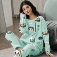 thumbnail image 1 of Pijamas de manga larga para mujer, conjunto de ropa de casa informal de gran tamaño, sección delgada, otoño e invierno, primavera y otoño, nuevo, 1 of 4
