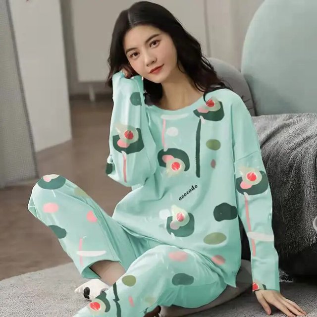 Pijamas de manga larga para mujer, conjunto de ropa de casa informal de gran tamaño, sección delgada, otoño e invierno, primavera y otoño, nuevo