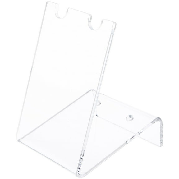 Plymor Clear Acrylic 2 Pen Display Holder (Angled-Front for Label), 4.25" H x 3" W x 3.25" D