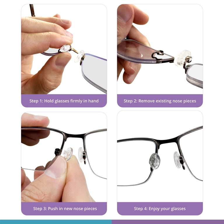 4 Pack Soft Silicone Nose Pads For Glasses - Push-On Eyeglass Frame Pads - Comfort Fit 5 thumbnail image