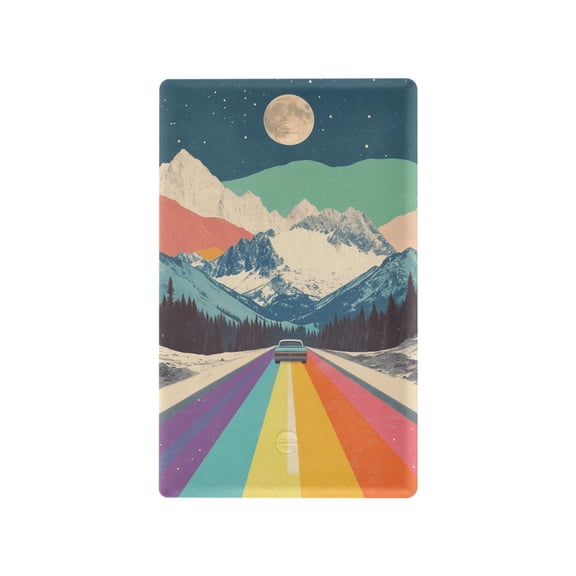 Yayeee Blank Wall Plate Cover 1-Gang 4.5"x2.7" Home Unused Decorative Outlet, Colorful Road at Night