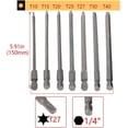 thumbnail image 3 of HUGFEGWE Torx Bits Set 7pcs 1/4 Inch Hex Shank T10 T15 T20 T25 T27 T30 T40Screwdriver Bit Set 150mm Length S2 Screw Driver Kit Tools CJB91-24228, 3 of 5