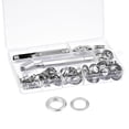 thumbnail image 1 of Unique Bargains Grommet Tool Kit 50 Sets 1/2' Copper Grommets Eyelets with 3pcs Install Tools, 12mm Inside Dia. Silver Tone, 1 of 6
