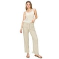 thumbnail image 4 of Cali1850 Women's Casual Relaxed Fit 29" Inseam Drawstring High Rise Smocked Linen Pants For Lounge And Beach Wear, 4 of 7