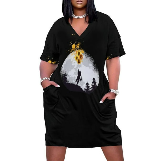 Vestido holgado con bolsillos para niño con globo BTC y cripto Bitcoin para cypherpunks, vestidos para mujer 2025, vestido holgado para mujer