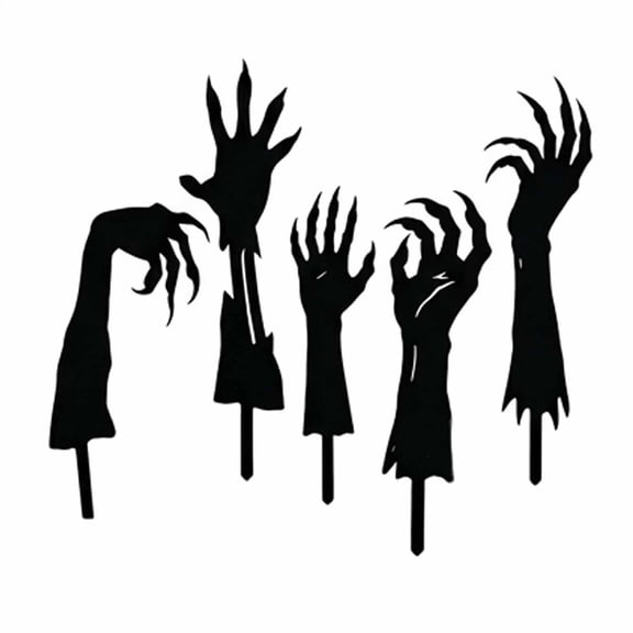 5 Pack Halloween Black Hands Yard Signs, Zombie Hands Coming Out of Ground, Spooky Outdoor Lawn Decoration for Garden, Haunted Pathway, Party