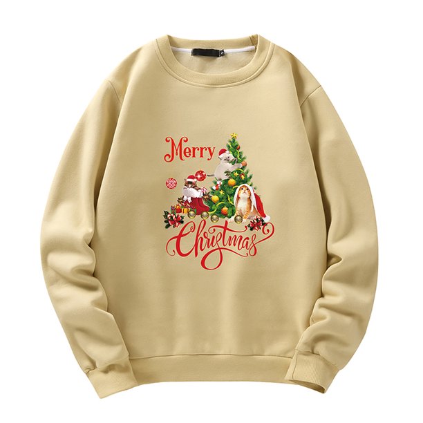 Hombres Navidad Casual Árbol de Navidad Estampado Cuello redondo Manga larga Suéter Tops Blusa Pompotops oipoqjl18405