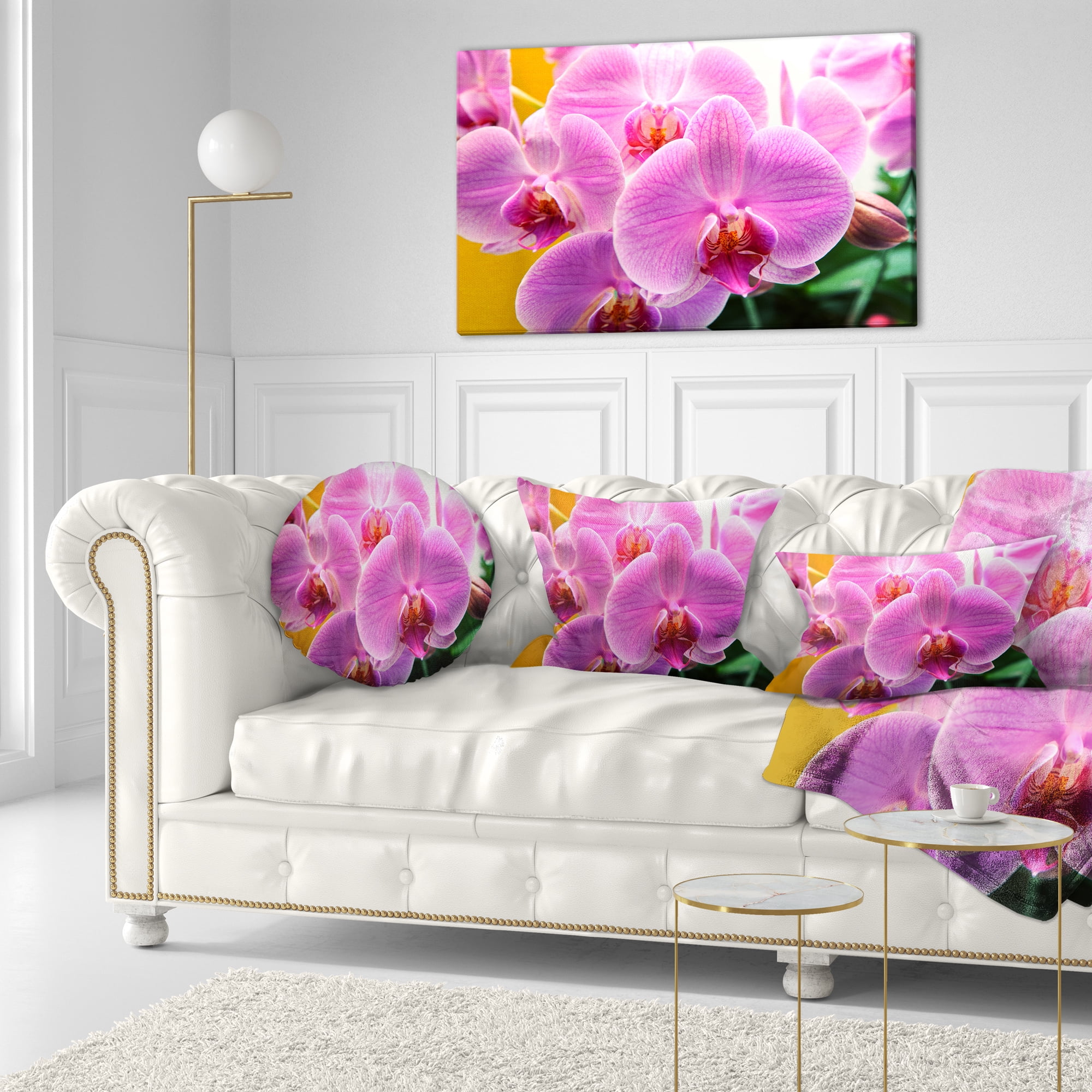 Designart Beautiful Purple Orchid Flowers - Flower Throw Pillow - 12x20