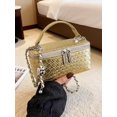 thumbnail image 2 of REMANLAND Women's Metallic Woven Texture Vanity Case Handbag with Top Handle and Chain Strap, Gold, 2 of 11