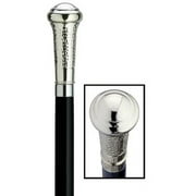 Walking Cane Men's Straight Formal Cane with 3" high Silver Finish Cap, Black Wood shaft, 36" long