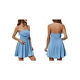 thumbnail image 3 of Women'S Bubble Mini Short Dress 2025 Summer Casual A Line Strapless Tube Top Sundress Trendy Smocked Dresses Blue XL, 3 of 7