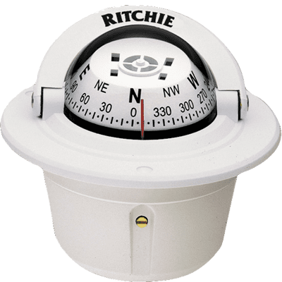Ritchie F-50W Explorer Flush Mount Compass, White (Best Small Boat Compass)