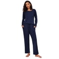 thumbnail image 5 of Ekouaer 2 Pack Women's Pajama Set Long Sleeve Top with Jogger Pants Lounge Sets Sleepwear Loungewear with Pockets, 5 of 6
