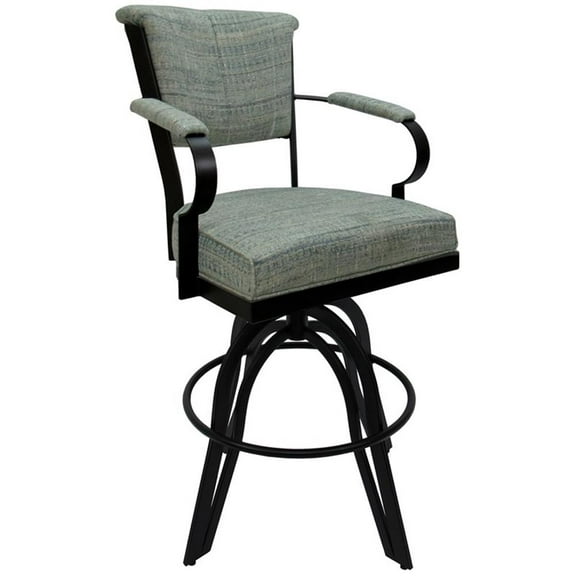 Miami 30" Metal Bar Stool on A Base-  Watusi Aquatint - Black