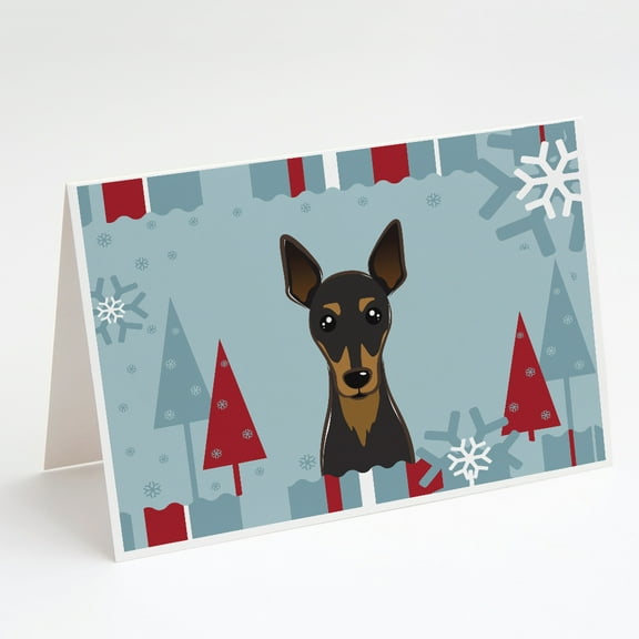 Winter Holiday Min Pin Greeting Cards and Envelopes Pack of 8