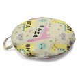 thumbnail image 1 of Cartoon Round Floor Cushion with Handle, Dinosaurs Pattern Dino Flowers and Mountains Print, Decorative Pillow for Living Room & Dorms, 18" Round, Pastel Yellow and Multicolor, by Ambesonne, 1 of 4