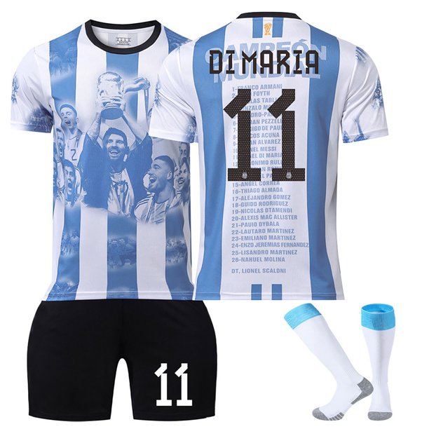HIXOWIA 2324 argentino Camisetas de fútbol Conjuntos de tres piezas Campo de casa número 11 Di María 11/S
