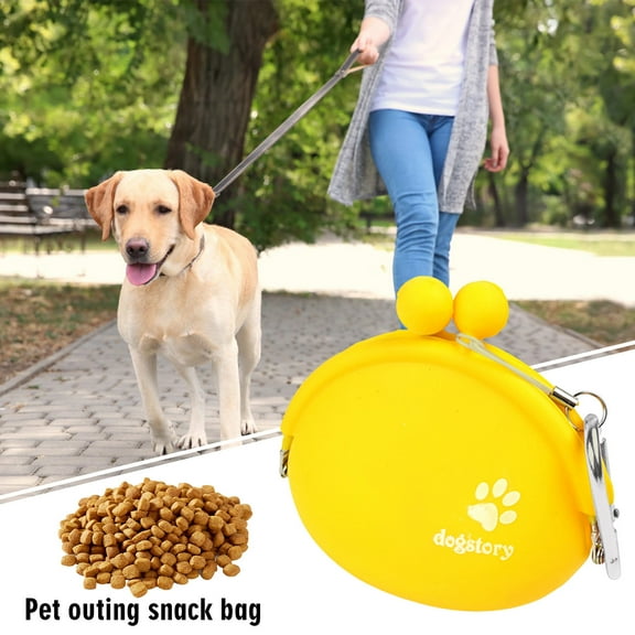 Frogued Silicone Dog Treat Pouch Puppy Snack Bag Fanny Pack with Clip Portable Dog Food Carrier Holder for Outdoor Training (Blue)