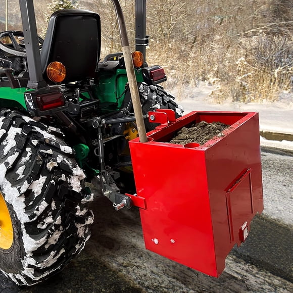 DEXTRUS Boîte de Lestage de Tracteur à 3 Points, Attelage de Catégorie 1, Capacité de 800 Lb, Lest Arrière avec Attelage Récepteur de 2 Pouces pour Tracteurs, Rouge