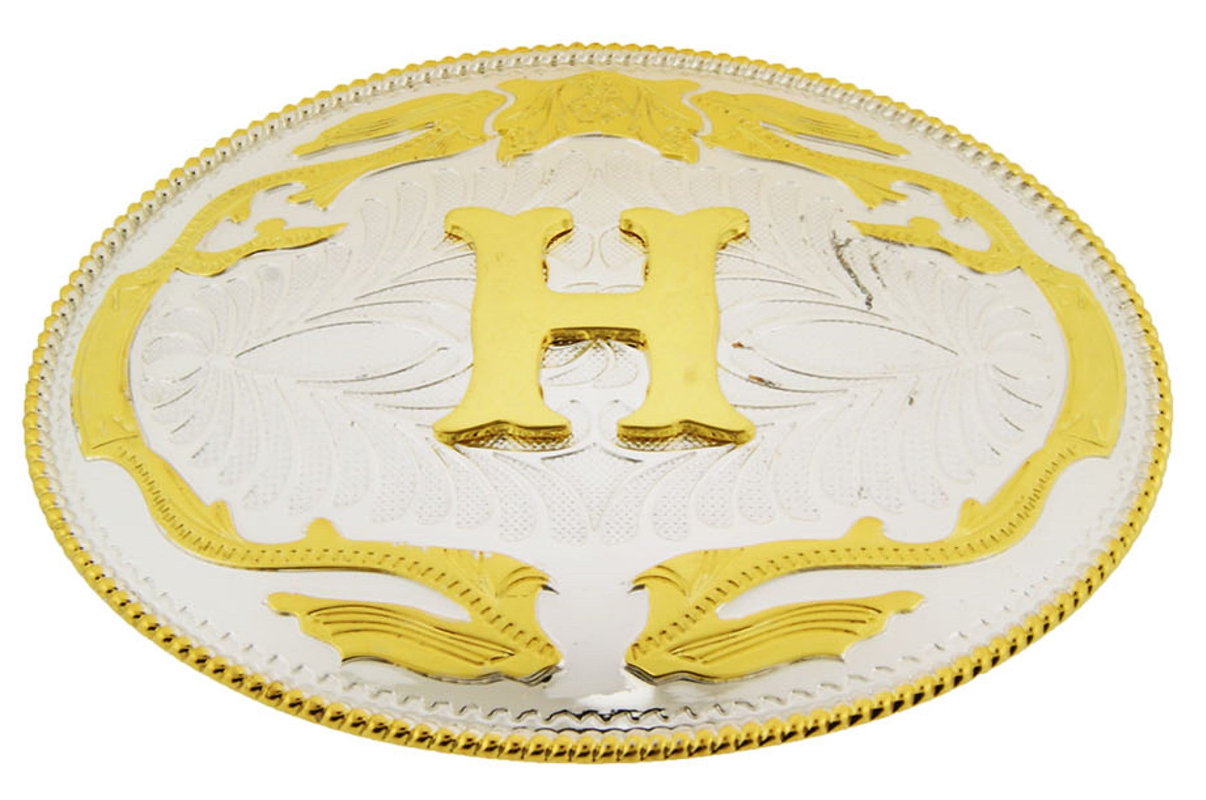 Big Initial H Letter Alphabet Belt Buckle Western Cowboy Rodeo Gold