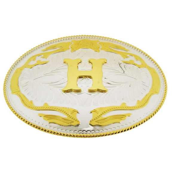 Big Initial H Letter Alphabet Belt Buckle Western Cowboy Rodeo Gold Silver Metal