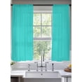 thumbnail image 5 of Turquoise Semi Sheer Window Curtains 63 Inches Long, Modern Pure Turquoise Rod Pocket Voile Silky Chiffon Curtain Light Filtering Drapes for Living Room, Kitchen, Bedroom, 52"x63", 2 Panels, 5 of 9