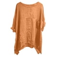 thumbnail image 7 of TKLPEHG Short Sleeve Womens Tops Loose Fit Leisure Crew Neck Raglan Summer Lightweight Comfy Ladies Solid Color Tee Everyday Wear (Orange,S), 7 of 7