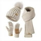 thumbnail image 1 of Conjunto de Gorro, Bufanda y Guantes de Invierno para Mujer, Guantes con Pompón, Gorro y Bufanda Larga, Elegantes Accesorios de Invierno 3 en 1, 1 of 9