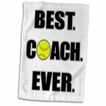 3dRose Softball Best Coach Ever - Towel, 15 by