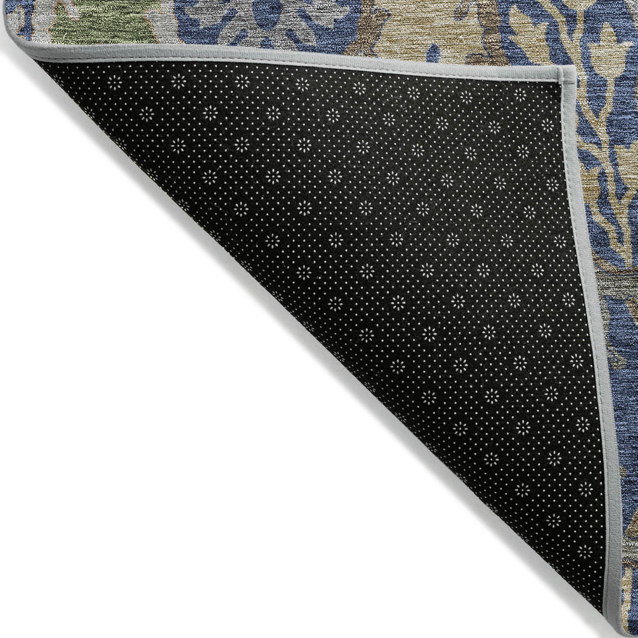 HomeRoots 605290 5 x 8 ft. Navy Blue, Green & Brown Floral Washable Indoor & Outdoor Rectangle Area Rug