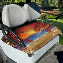Xoenoiee Sunset Beach Leaves Pattern Universal Fit Golf Cart Seat Covers, Comfortable Golf Cart Seat Blanket Accessories, Travel Sports Golf Cart Seat Covers