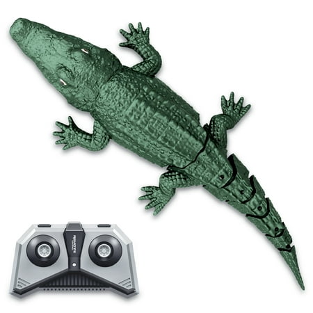 UPC: 0852675002908 | Collections Etc Waterproof Remote Control Realistic Crocodile Water Toy | Flexible Tail Double Paddles – Dual Motor – 360 Degree Movement – Water Sensor – Battery Operated