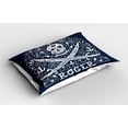 thumbnail image 2 of Ambesonne Skull Pillow Sham 2 Pack, Pirates Jolly Roger Flag, 26"x20", Dark Blue and White, 2 of 3