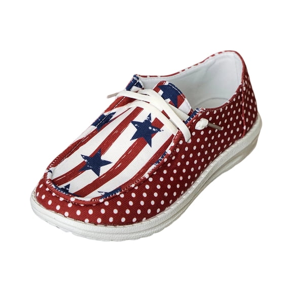 OIOLOYJM Women's Lace Up Canvas Shoes American Flag Fashion Comfortable Platform Sneakers Casual Patriotic Slip On Rubber Sole Soft Walking Shoes Red 42(US-9/UK-7)
