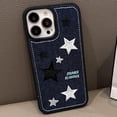 thumbnail image 6 of Compatible with iPhone Case,Cool Denim Fabric Embroidery Star Silicone Camera Lens Protection Soft Shockproof Cover Phone Case (Blue,iPhone 12), 6 of 6