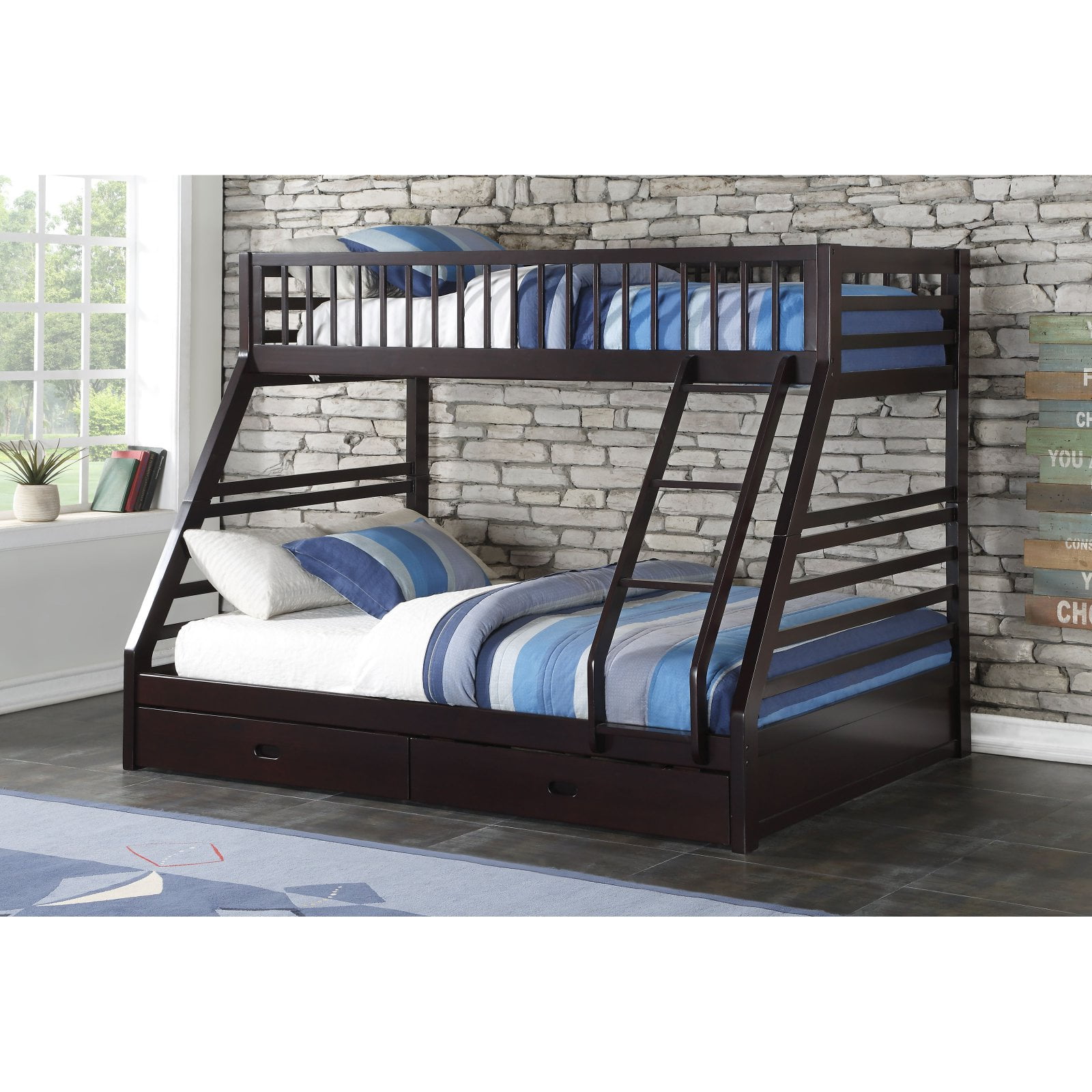 ACME Jason XL Twin over Queen Bunk Bed with Drawer in Espresso