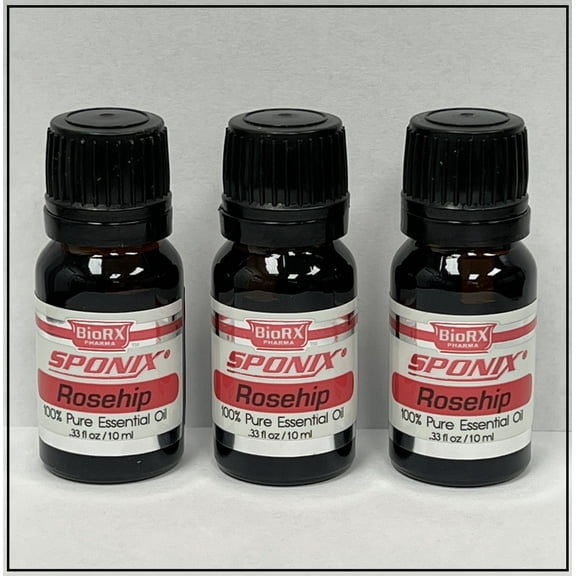 Rosehip Seed Essential Oil 10 mL (1/3 Oz) Pack of 3 - Made with 100% Pure Therapeutic Grade Essential Oils by Sponix (Set of 3)