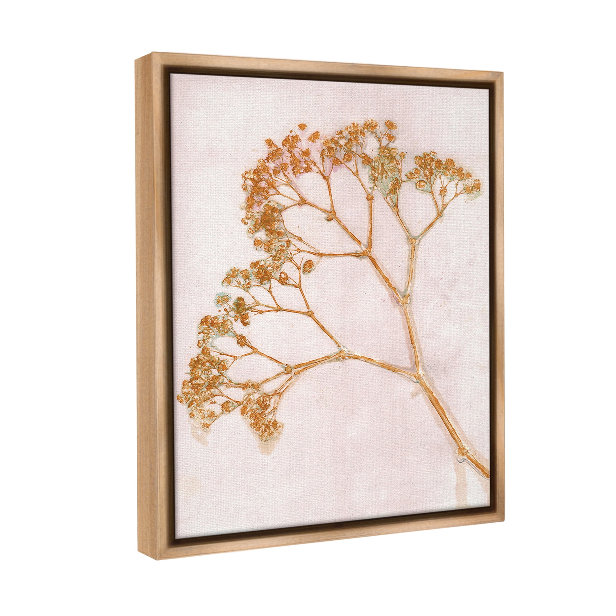 Stupell Industries Cottage Botanical Branches Botanical & Floral Painting Brown Floater Framed Canvas Art Print Wall Art, 17 x 21