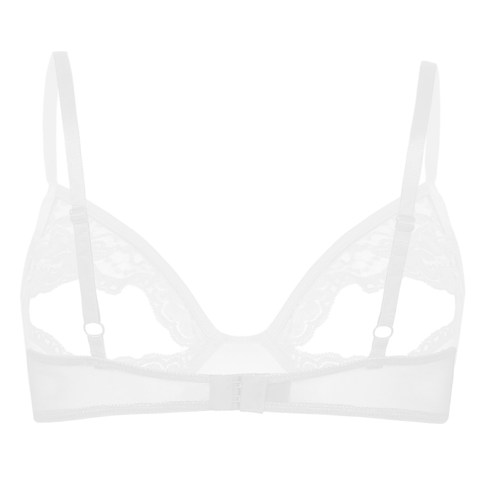  YONGHS Womens Sexy Lingerie Sheer Mesh Hollow Out Open Nipples  Wireless Unlined Bra Tops Bralette Black Small: Clothing, Shoes & Jewelry