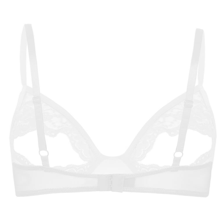 CHICTRY Womens Lace Floral Wire-free Bralette Lingerie Unlined Bra Top  White 3XL 